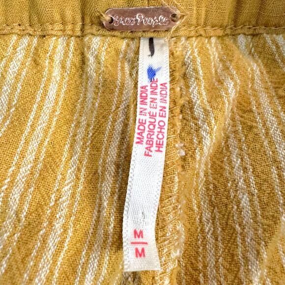 Free People Runyon Oversized Stripe Pants Mustard Medium Harem Bohemian NEW - Picture 10 of 12